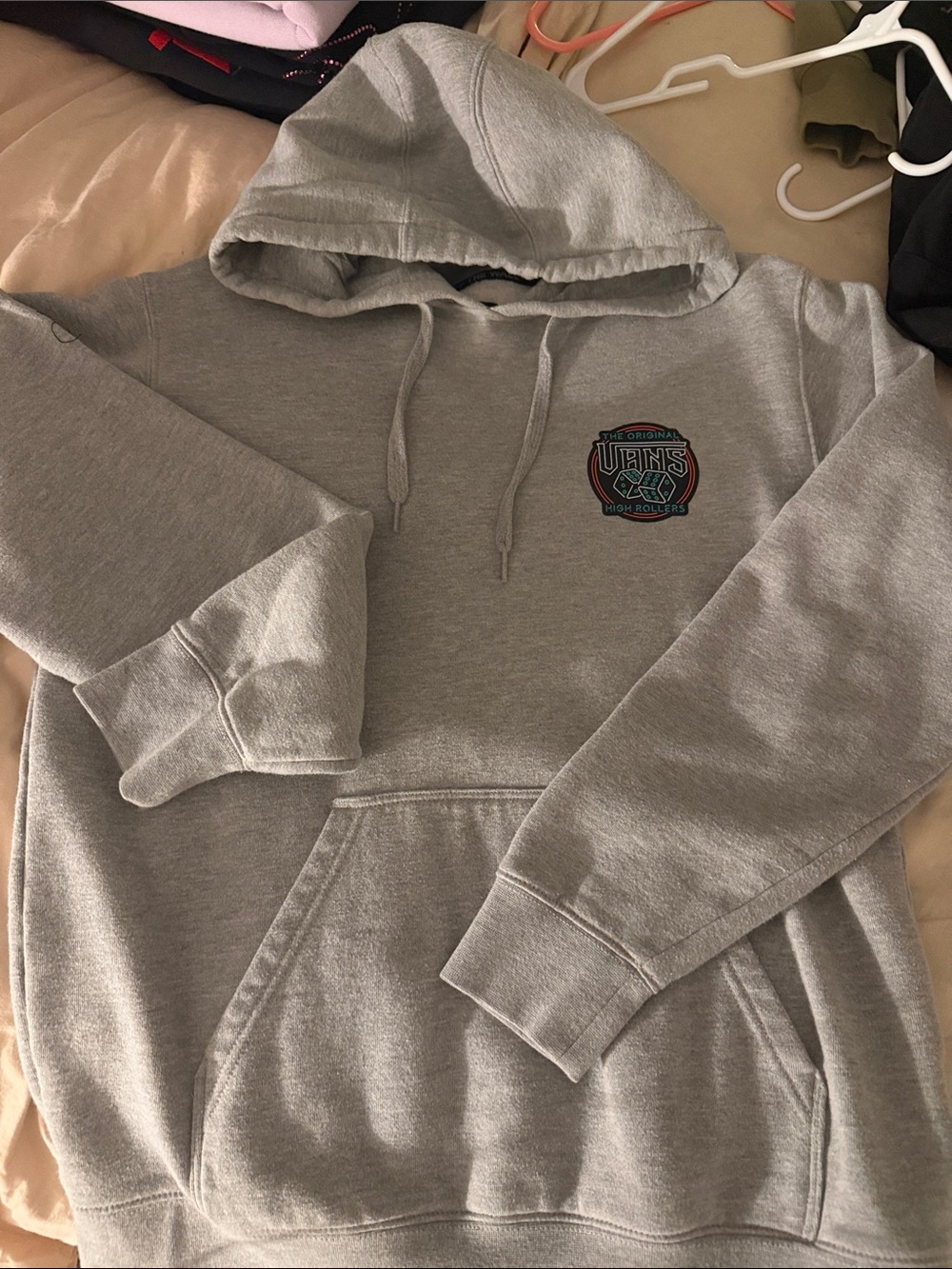 Vans Light Gray Hoodie with Chest Patch Logo
